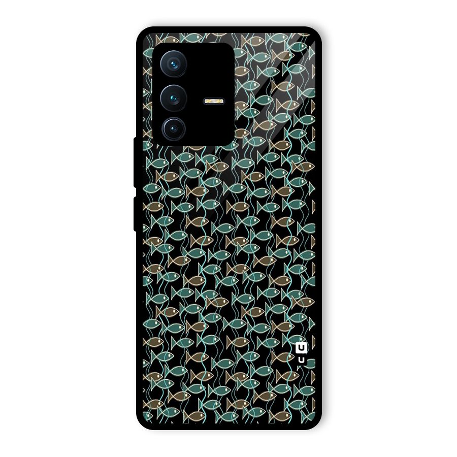 Animated Fishes Art Pattern Glass Back Case for Vivo V23 Pro