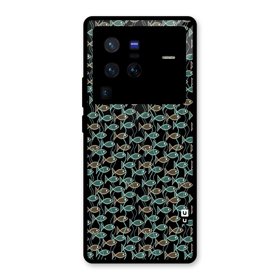 Animated Fishes Art Pattern Glass Back Case for Vivo X80 Pro