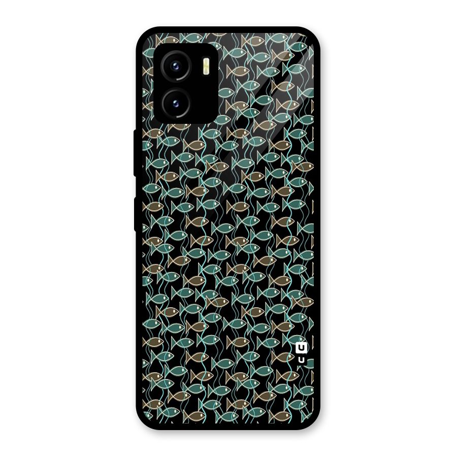 Animated Fishes Art Pattern Glass Back Case for Vivo Y15s