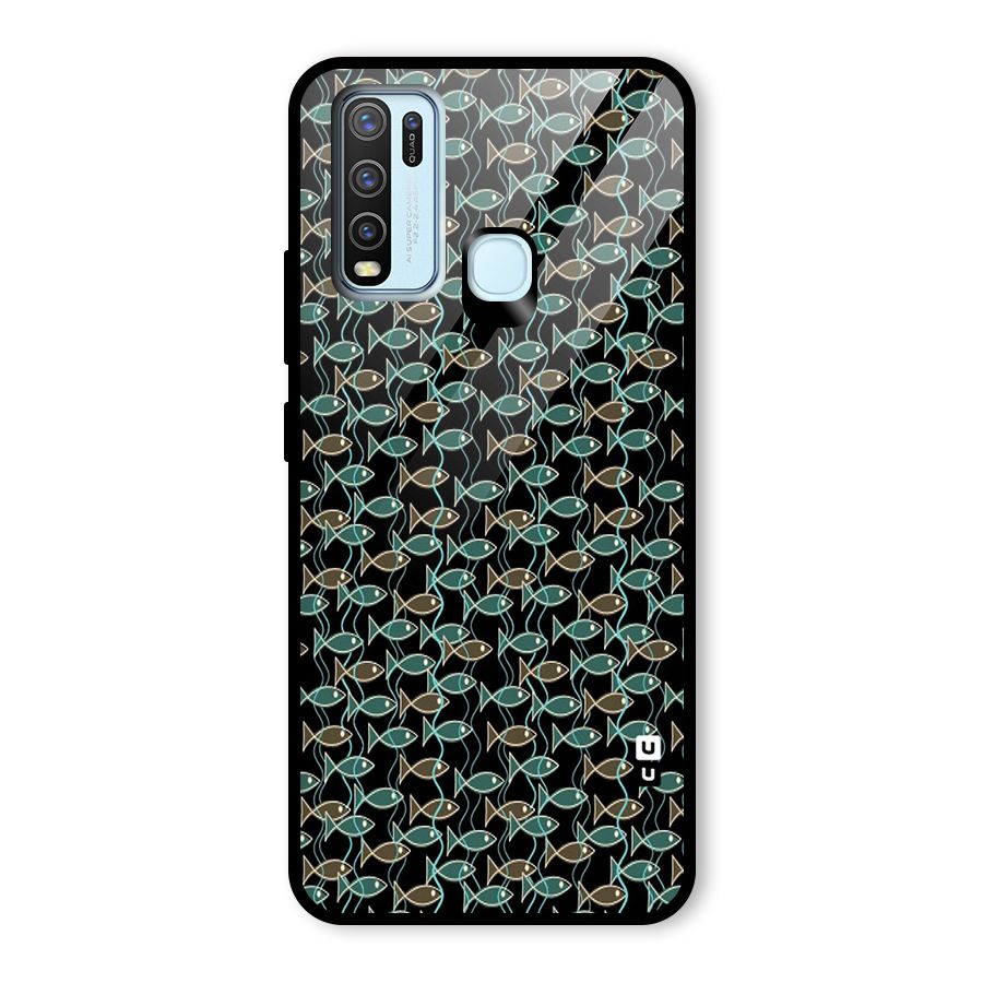 Animated Fishes Art Pattern Glass Back Case for Vivo Y30