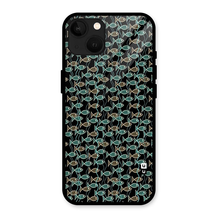 Animated Fishes Art Pattern Glass Back Case for iPhone 13