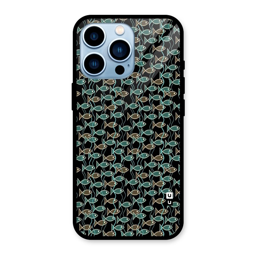 Animated Fishes Art Pattern Glass Back Case for iPhone 13 Pro