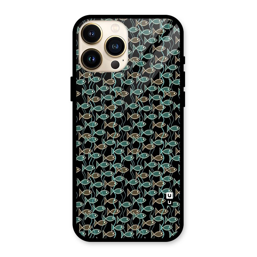 Animated Fishes Art Pattern Glass Back Case for iPhone 13 Pro Max