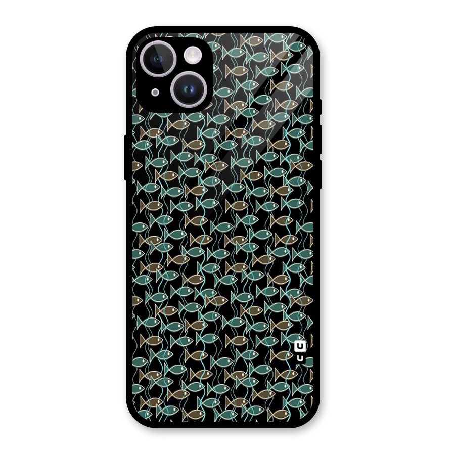 Animated Fishes Art Pattern Glass Back Case for iPhone 14 Plus