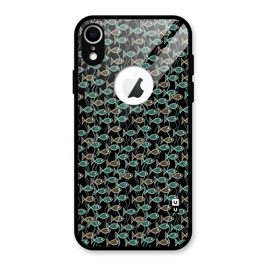 Animated Fishes Art Pattern Glass Back Case for iPhone XR Logo Cut
