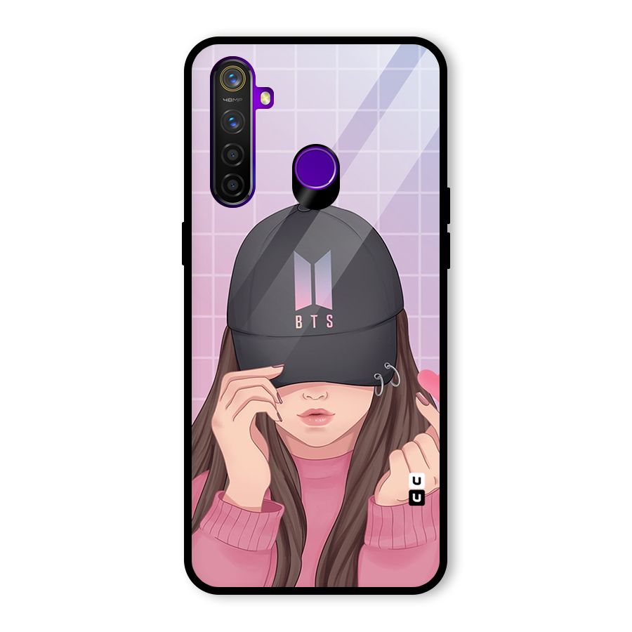 Anime Beautiful BTS Girl Glass Back Case for Realme 5 Pro