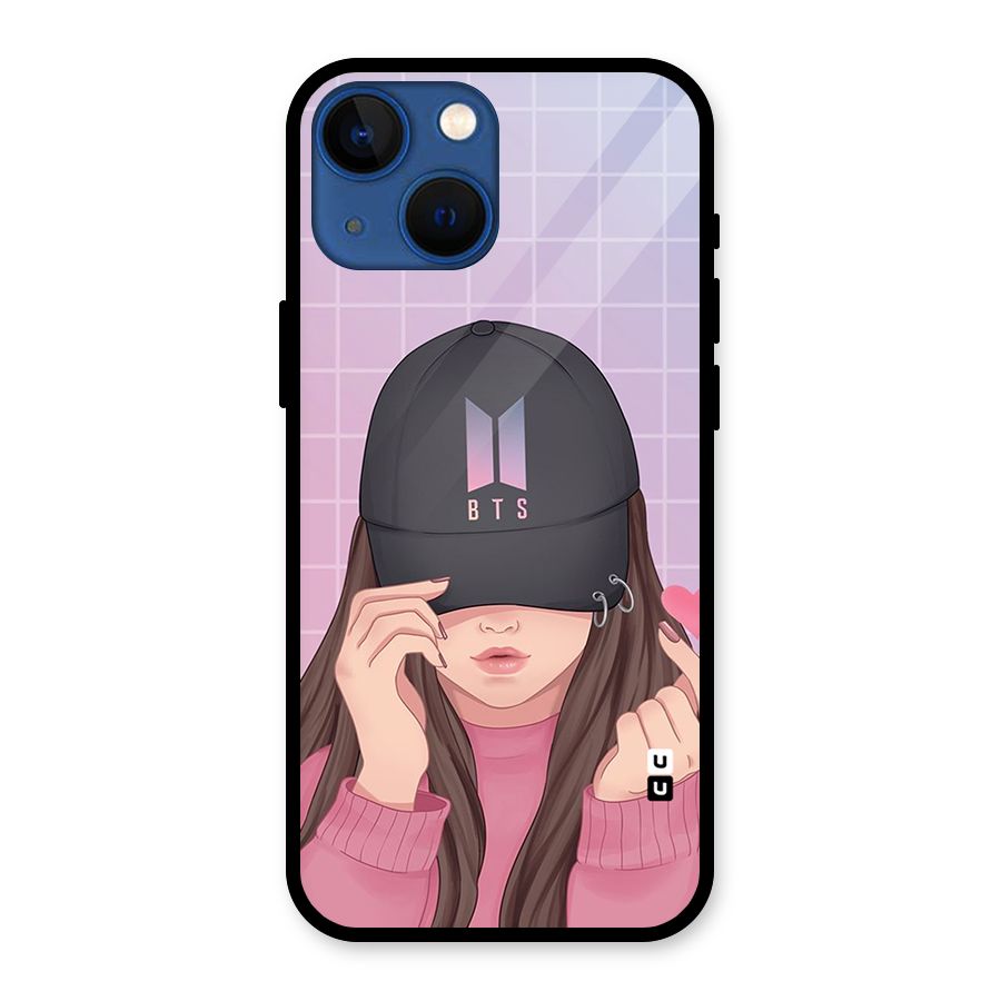 Anime Beautiful BTS Girl Glass Back Case for iPhone 13 Mini