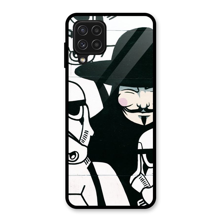 Anonymous Hat Glass Back Case for Galaxy A22 4G