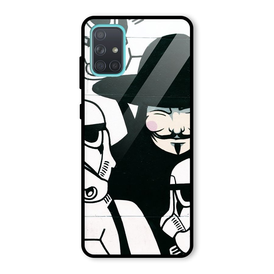 Anonymous Hat Glass Back Case for Galaxy A71