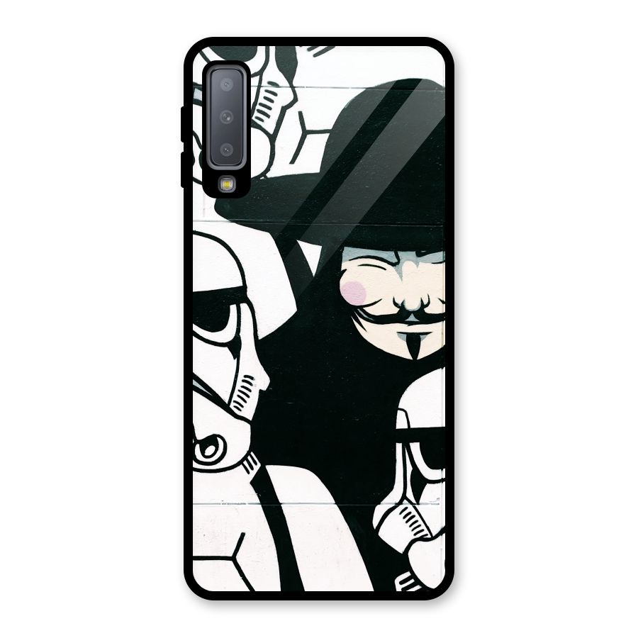 Anonymous Hat Glass Back Case for Galaxy A7 (2018)