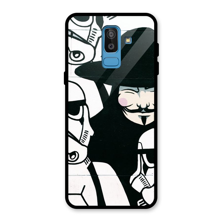 Anonymous Hat Glass Back Case for Galaxy J8