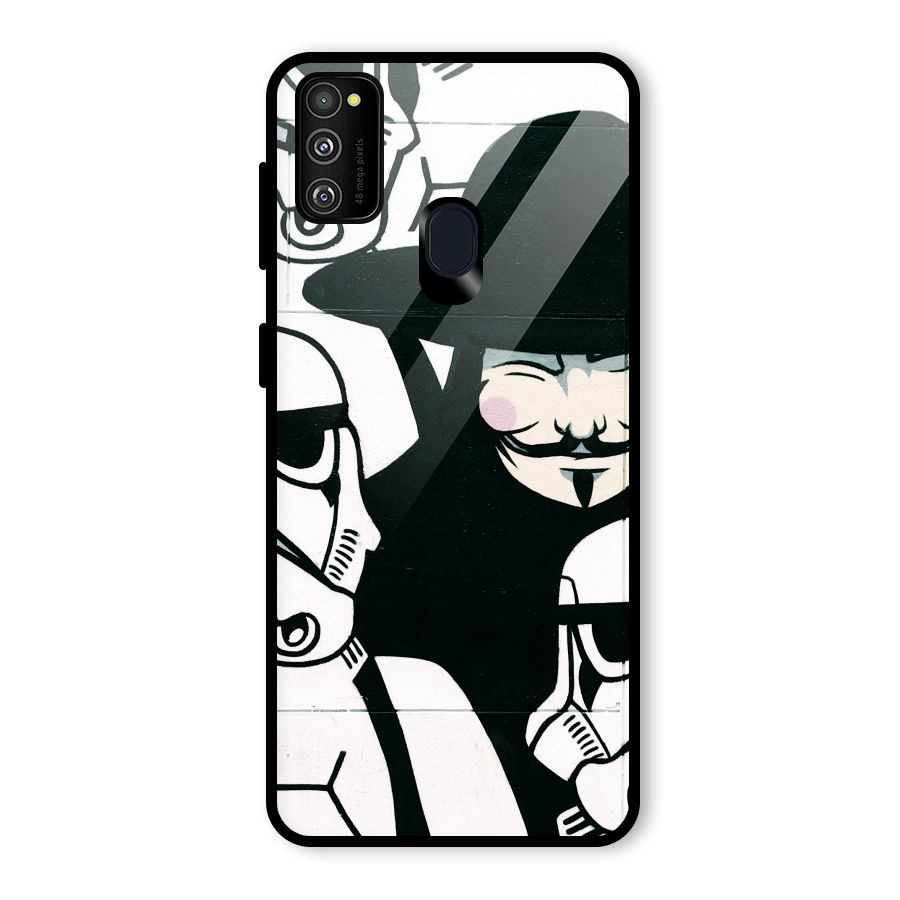 Anonymous Hat Glass Back Case for Galaxy M30s