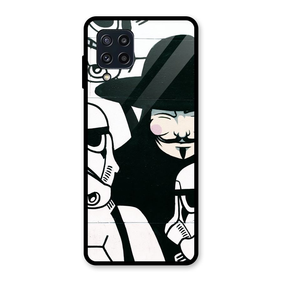 Anonymous Hat Glass Back Case for Galaxy M32