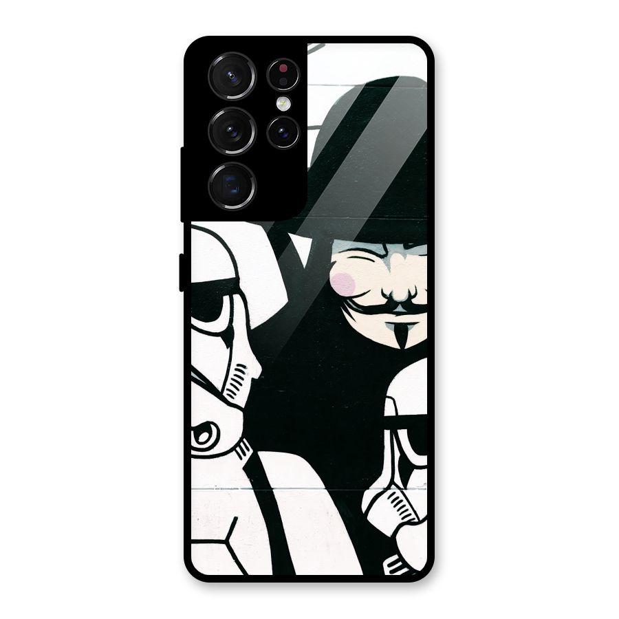 Anonymous Hat Glass Back Case for Galaxy S21 Ultra 5G