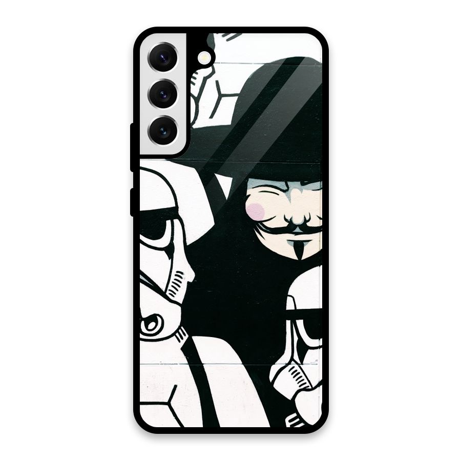 Anonymous Hat Glass Back Case for Galaxy S22 Plus 5G
