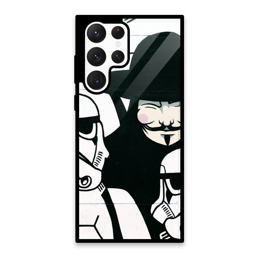 Anonymous Hat Glass Back Case for Galaxy S22 Ultra 5G