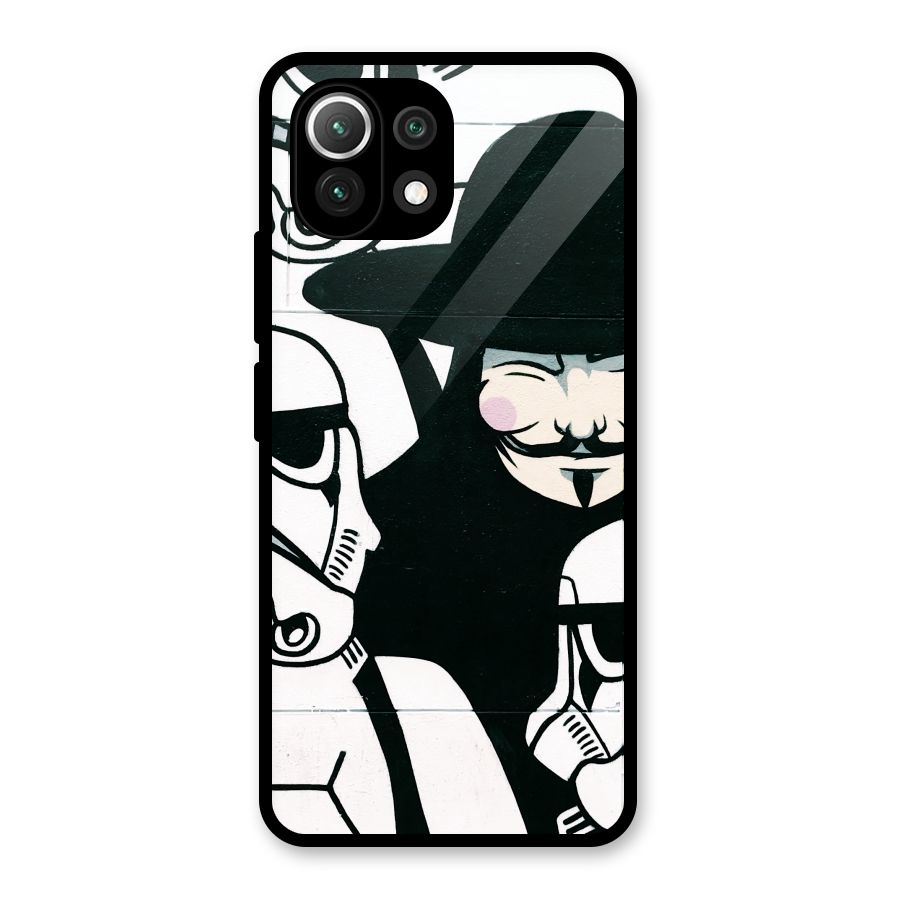 Anonymous Hat Glass Back Case for Mi 11 Lite NE 5G