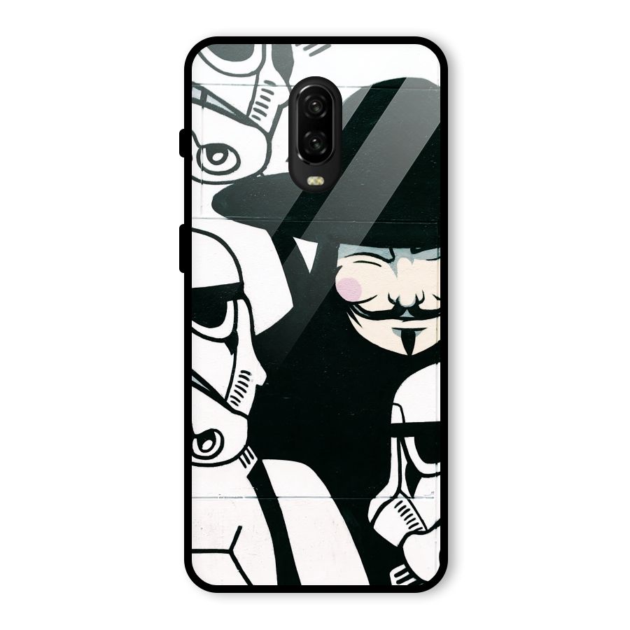 Anonymous Hat Glass Back Case for OnePlus 6T