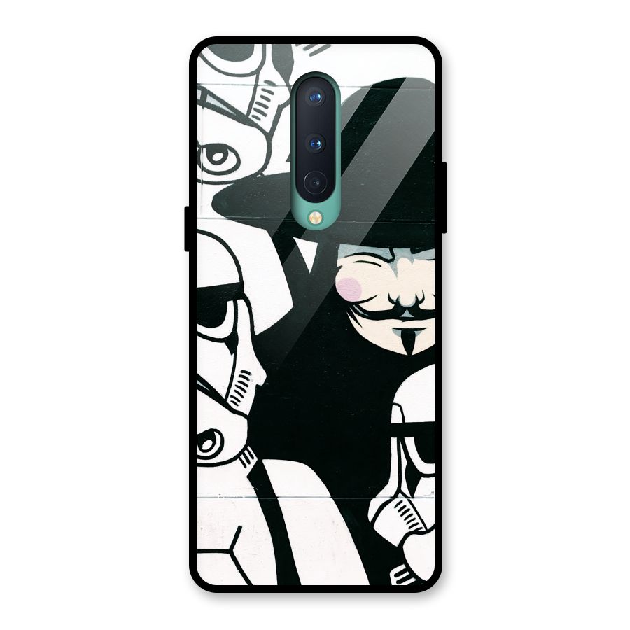 Anonymous Hat Glass Back Case for OnePlus 8