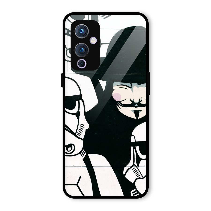 Anonymous Hat Glass Back Case for OnePlus 9