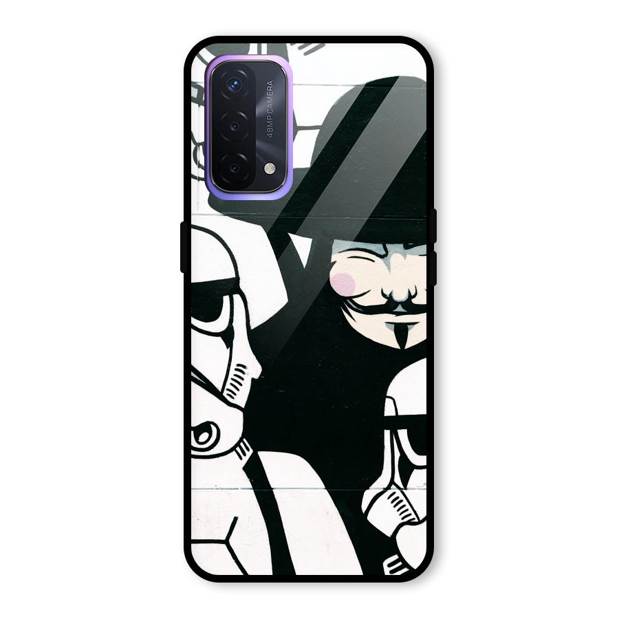 Anonymous Hat Glass Back Case for Oppo A74 5G