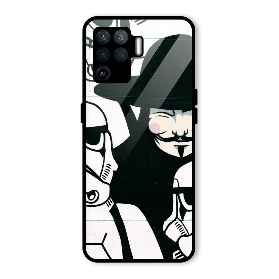 Anonymous Hat Glass Back Case for Oppo F19 Pro