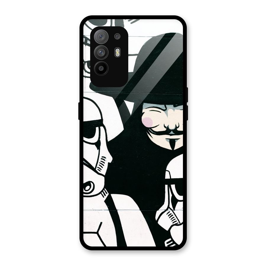 Anonymous Hat Glass Back Case for Oppo F19 Pro Plus 5G