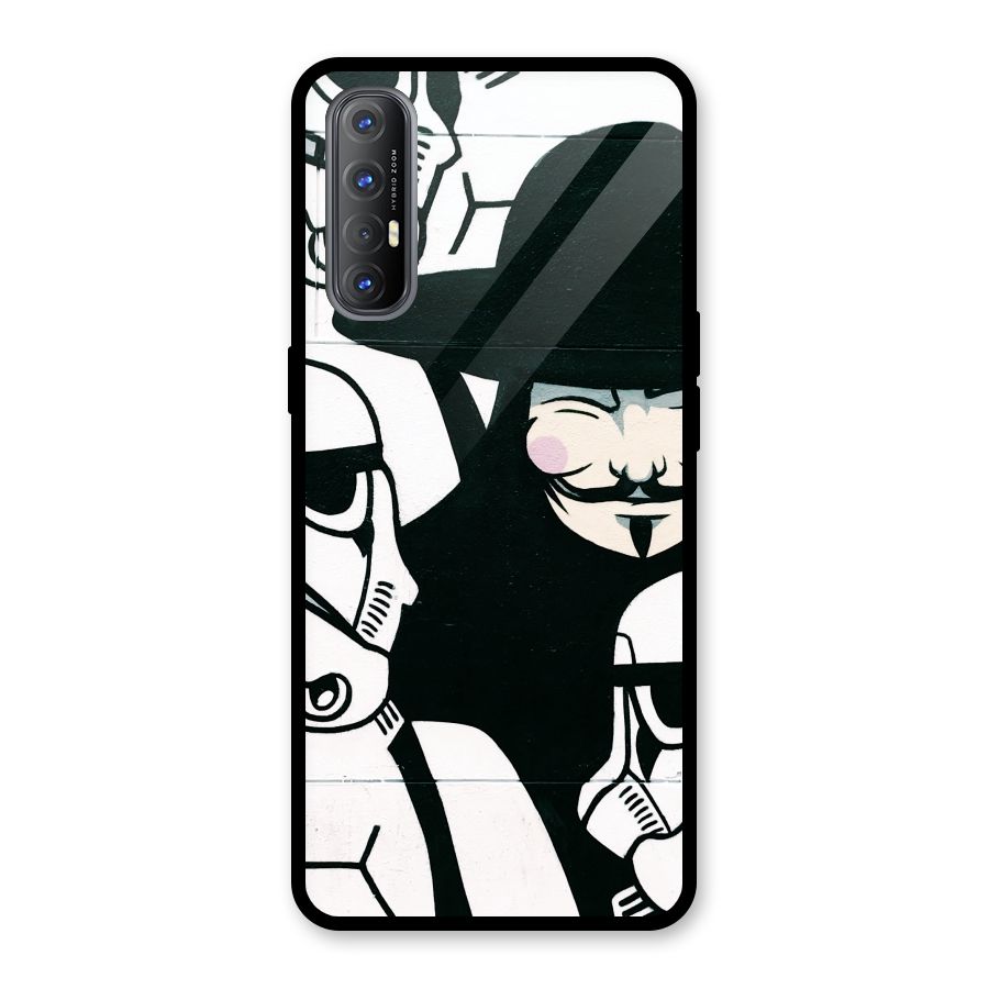 Anonymous Hat Glass Back Case for Oppo Reno3 Pro