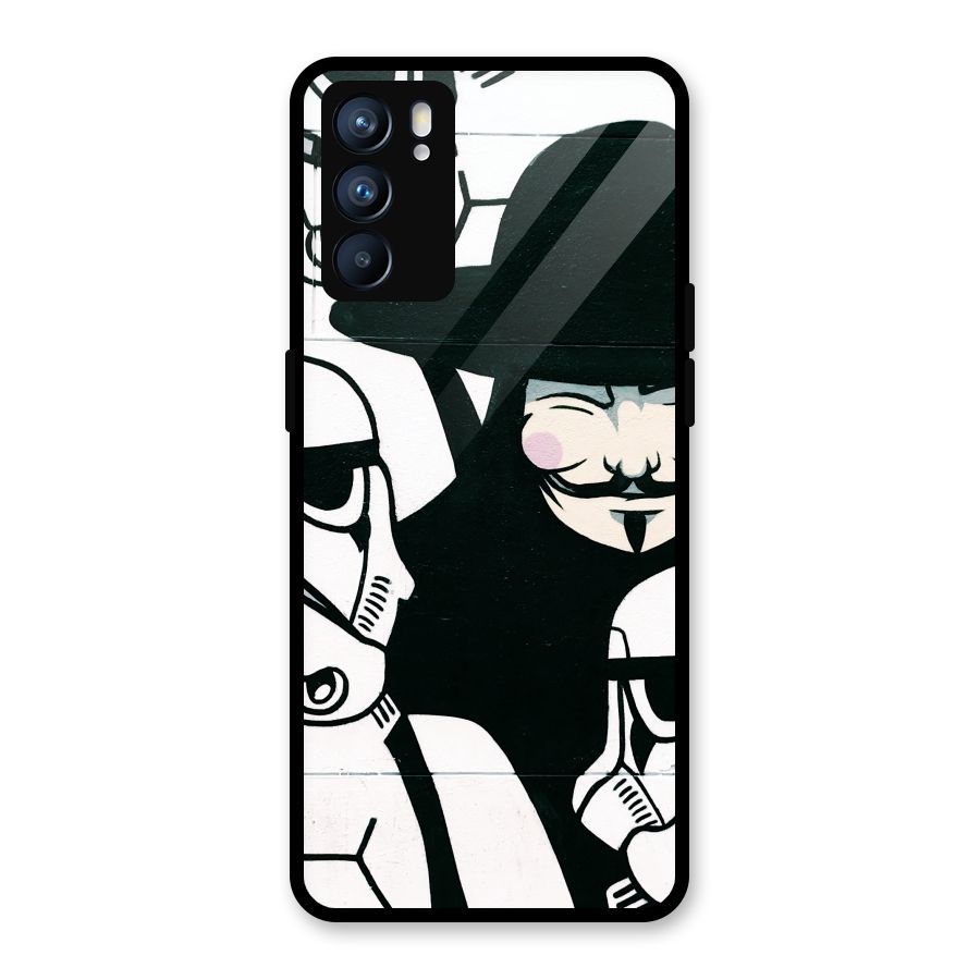 Anonymous Hat Glass Back Case for Oppo Reno6 5G