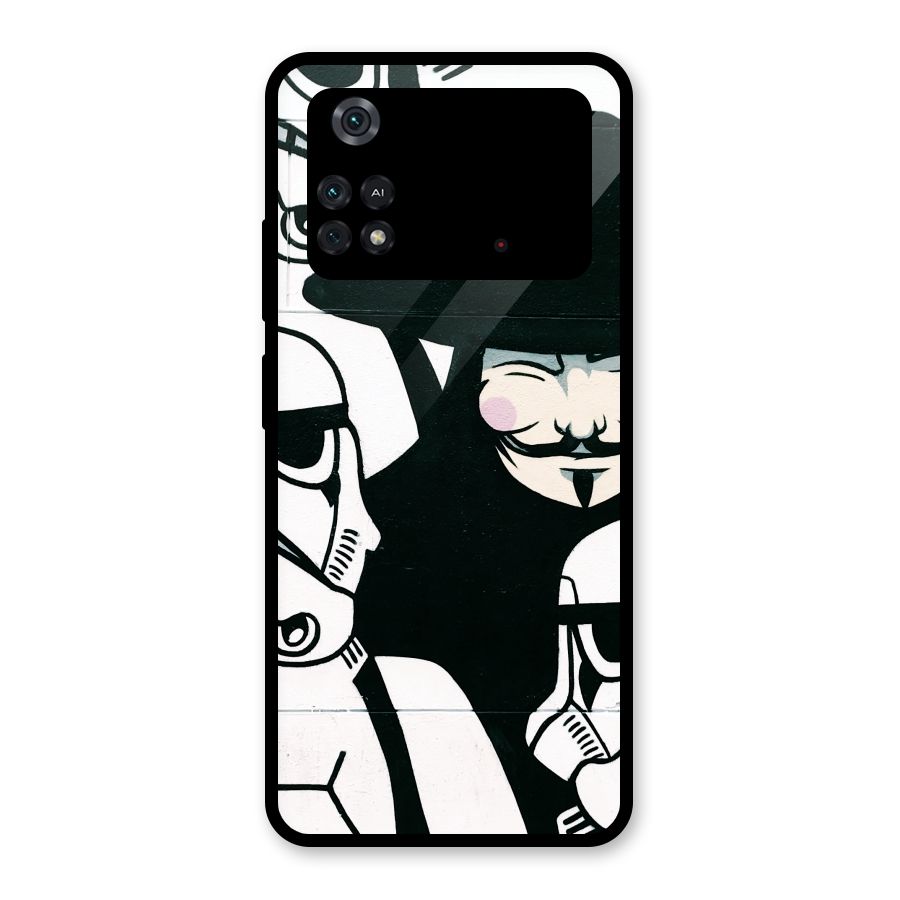 Anonymous Hat Glass Back Case for Poco M4 Pro 4G