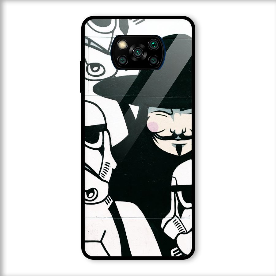 Anonymous Hat Glass Back Case for Poco X3