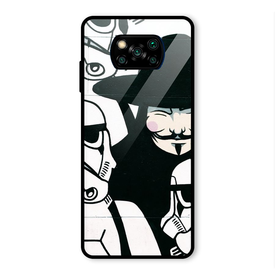 Anonymous Hat Glass Back Case for Poco X3 Pro