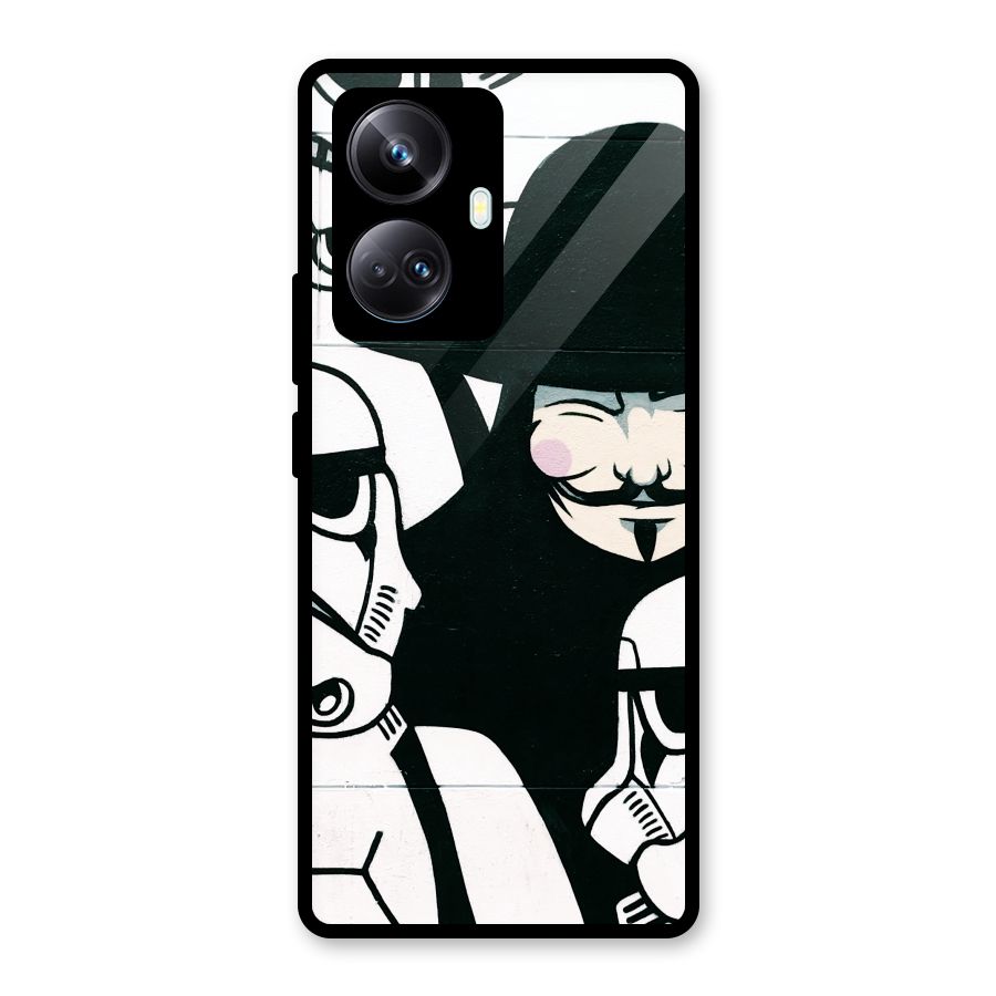Anonymous Hat Glass Back Case for Realme 10 Pro Plus