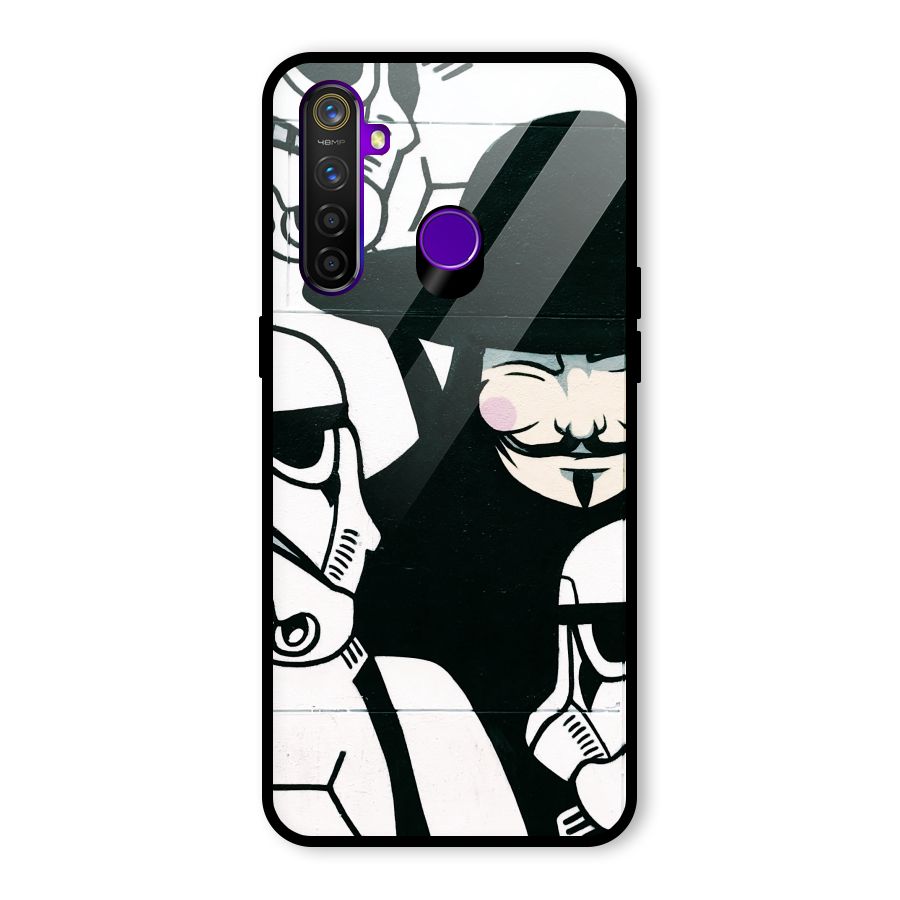 Anonymous Hat Glass Back Case for Realme 5 Pro