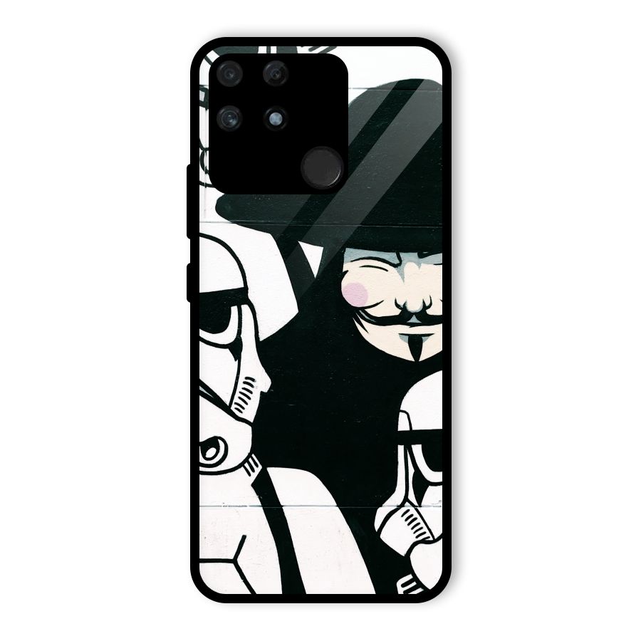 Anonymous Hat Glass Back Case for Realme Narzo 50A