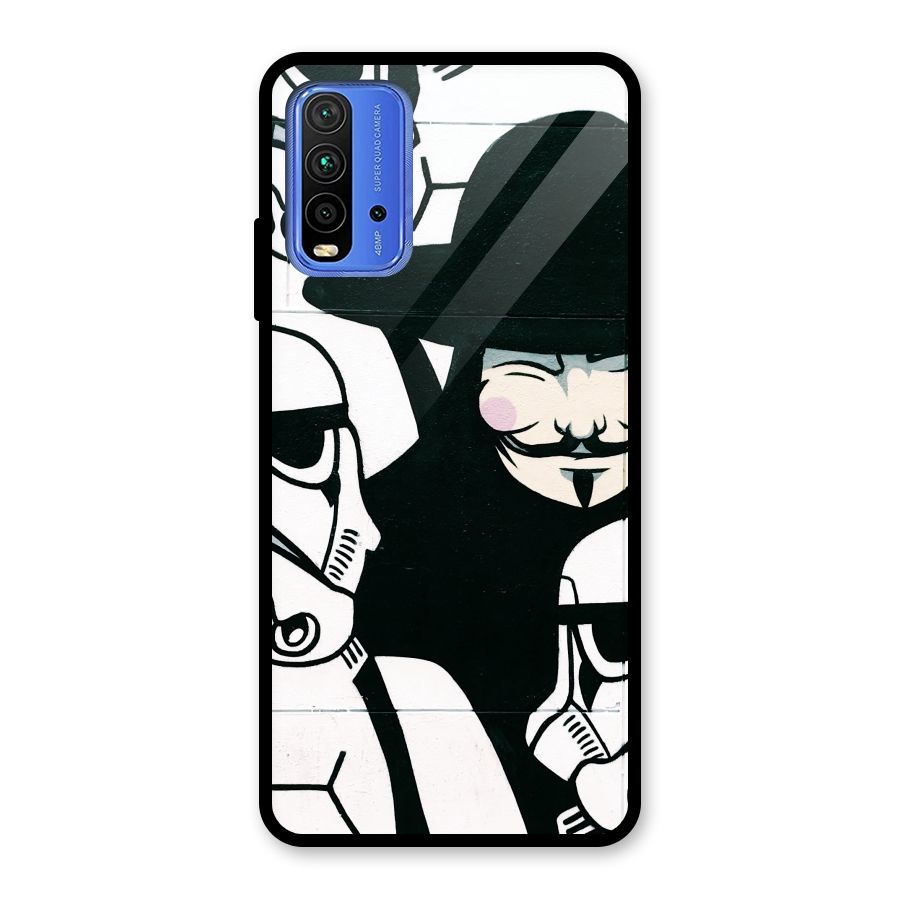 Anonymous Hat Glass Back Case for Redmi 9 Power