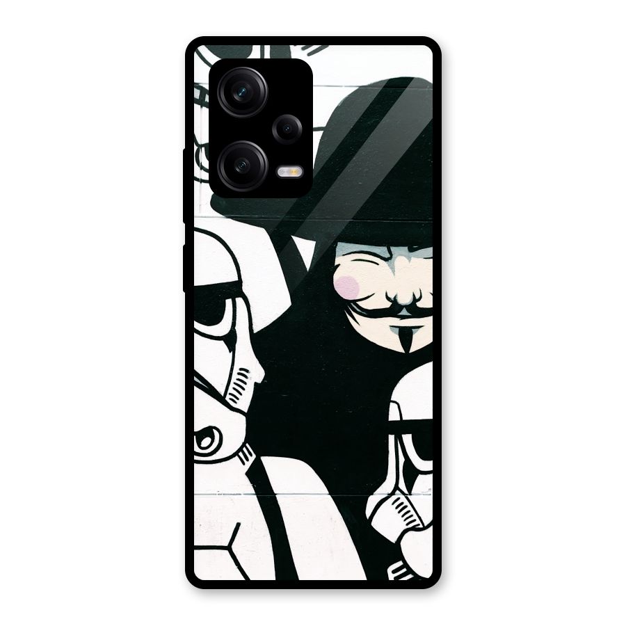 Anonymous Hat Glass Back Case for Redmi Note 12 Pro