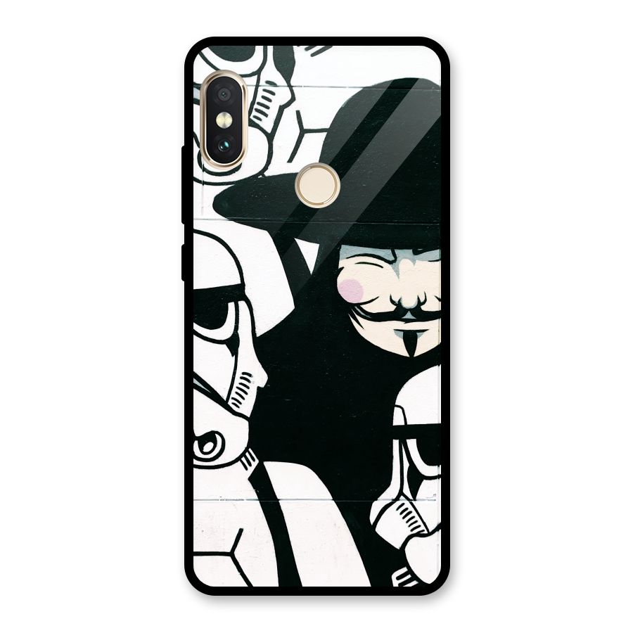 Anonymous Hat Glass Back Case for Redmi Note 5 Pro