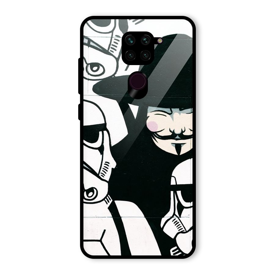 Anonymous Hat Glass Back Case for Redmi Note 9