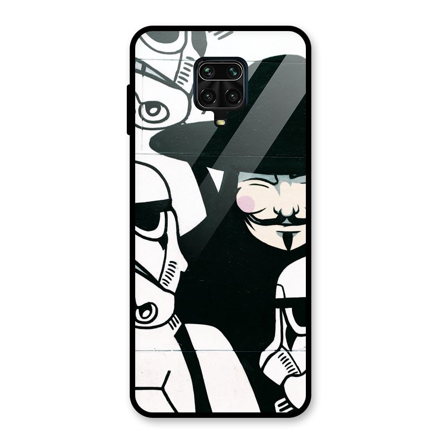 Anonymous Hat Glass Back Case for Redmi Note 9 Pro