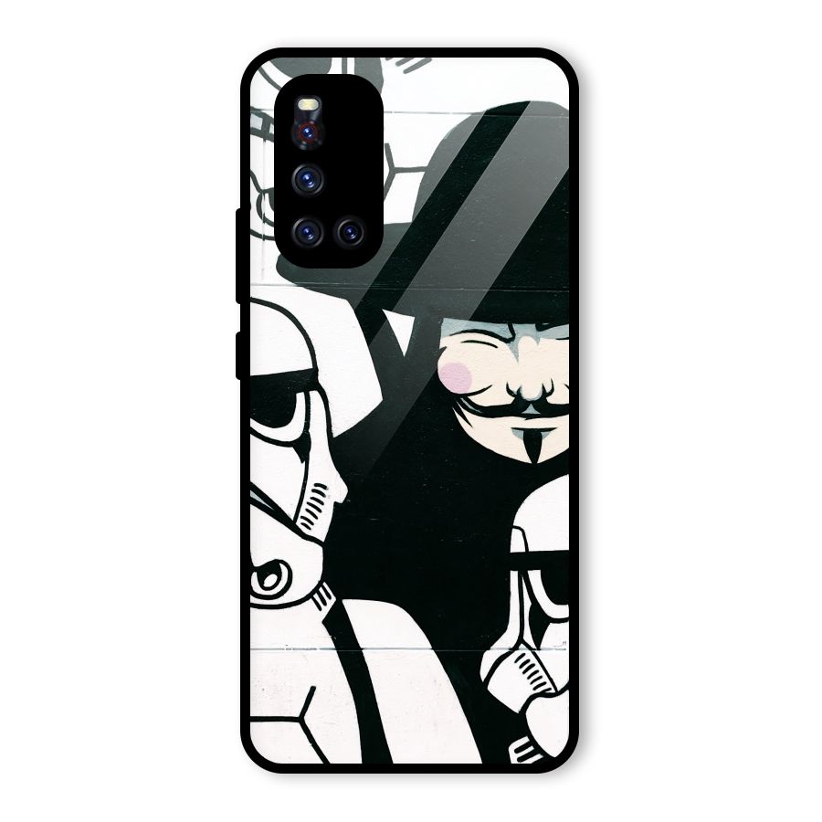 Anonymous Hat Glass Back Case for Vivo V19