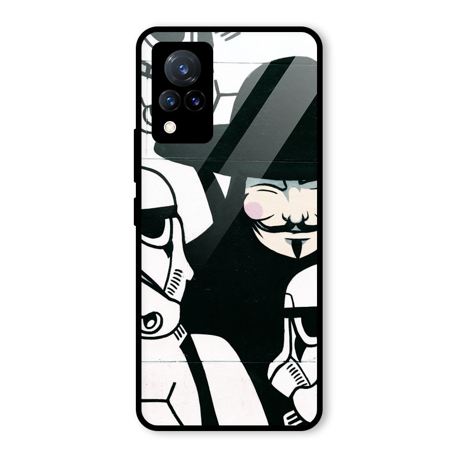 Anonymous Hat Glass Back Case for Vivo V21 5G