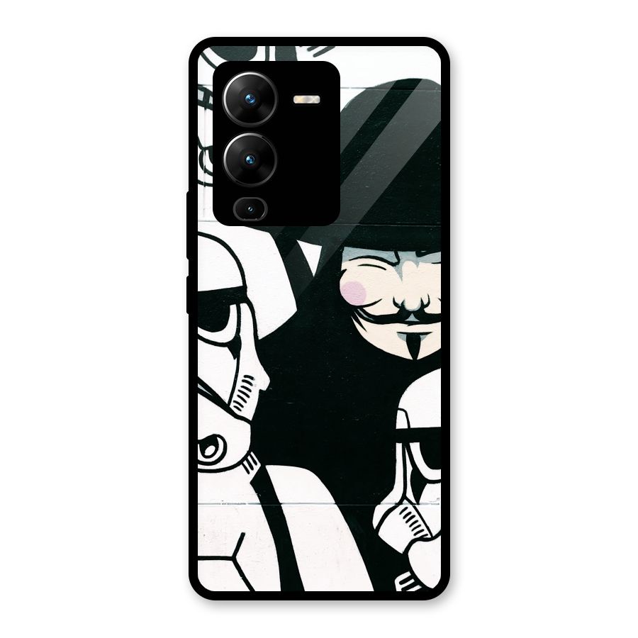 Anonymous Hat Glass Back Case for Vivo V25 Pro