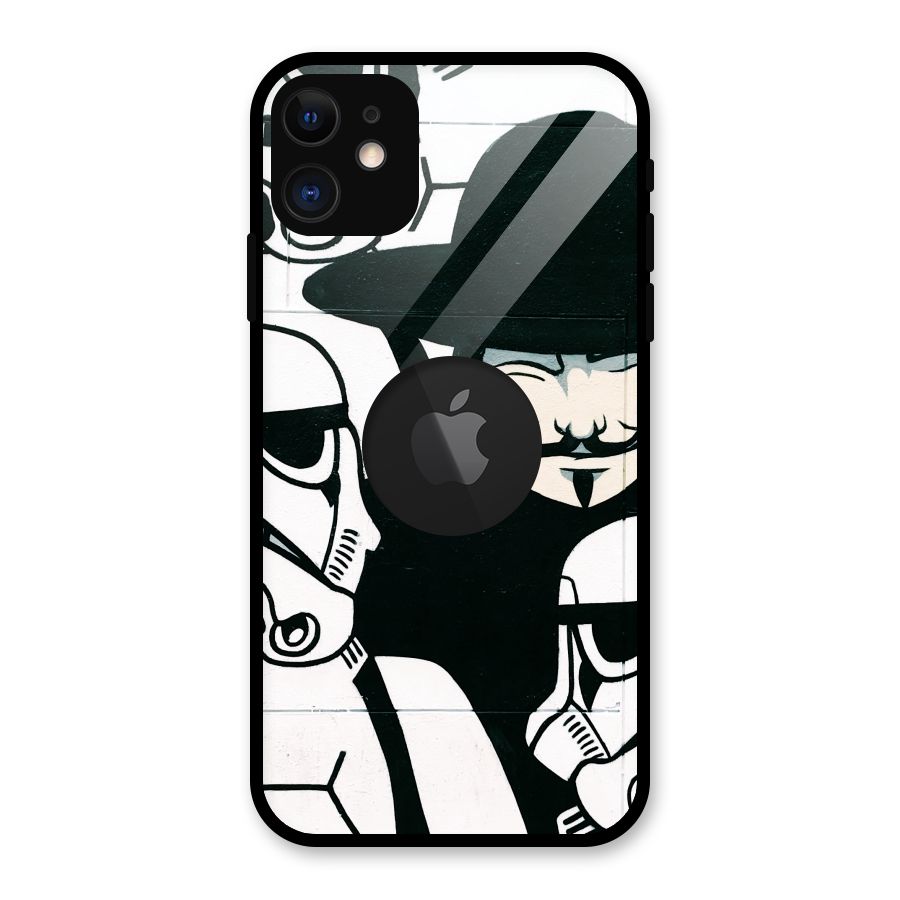 Anonymous Hat Glass Back Case for iPhone 11 Logo Cut