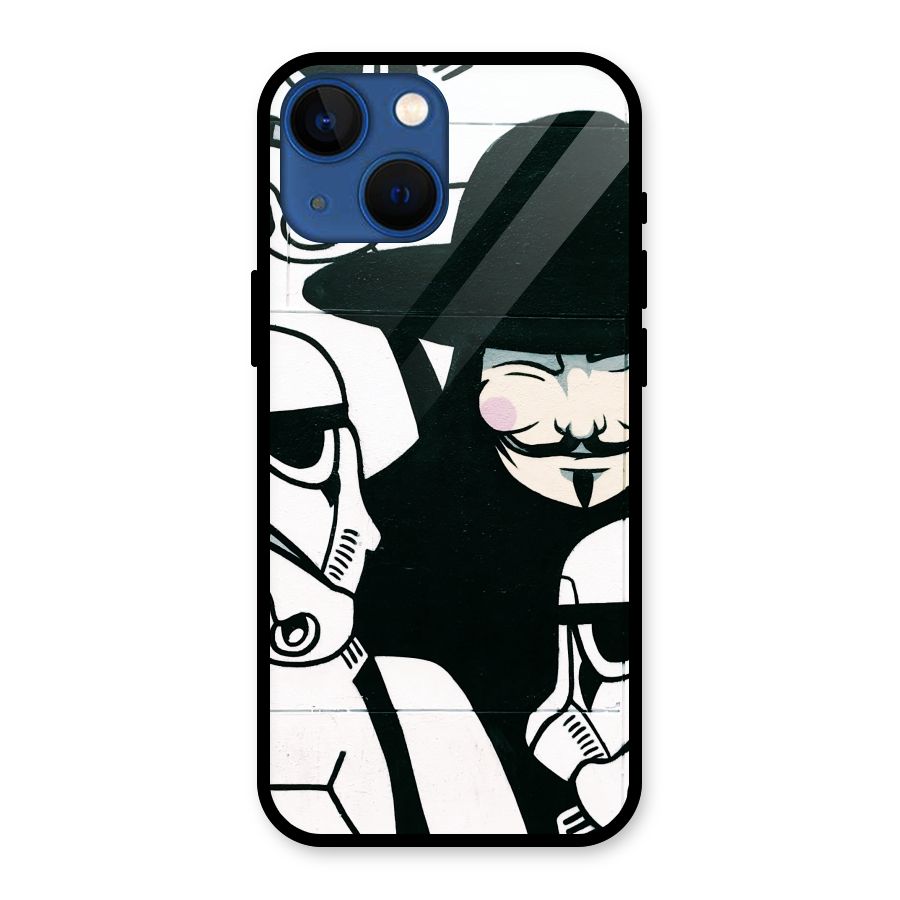 Anonymous Hat Glass Back Case for iPhone 13 Mini
