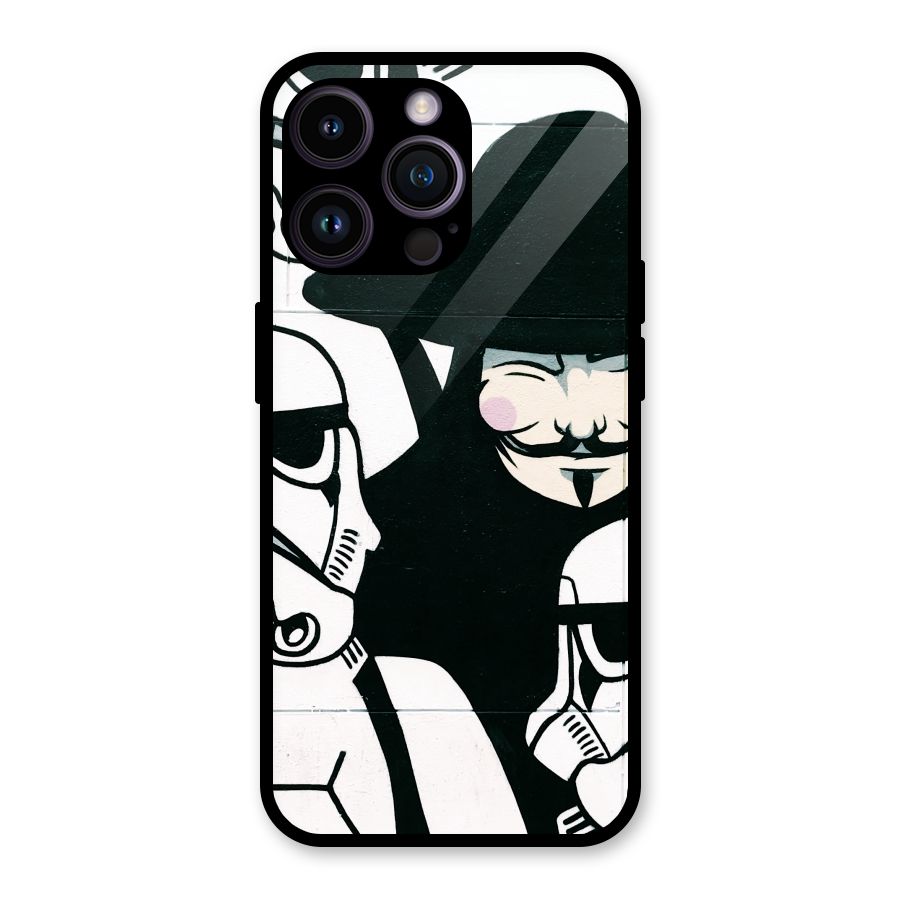 Anonymous Hat Glass Back Case for iPhone 14 Pro Max