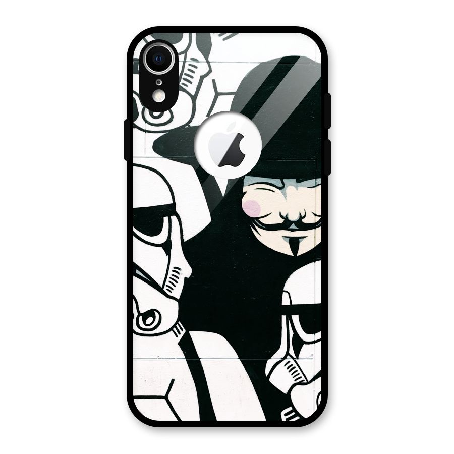Anonymous Hat Glass Back Case for iPhone XR Logo Cut