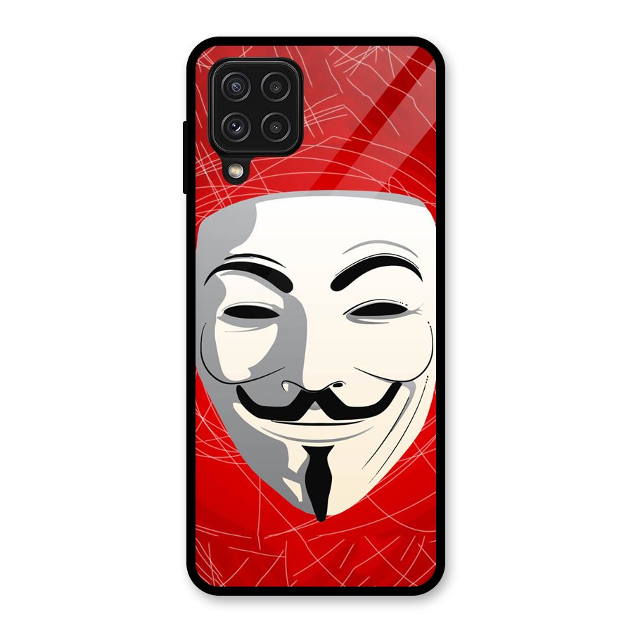 Anonymous Mask Abstract Glass Back Case for Galaxy A22 4G