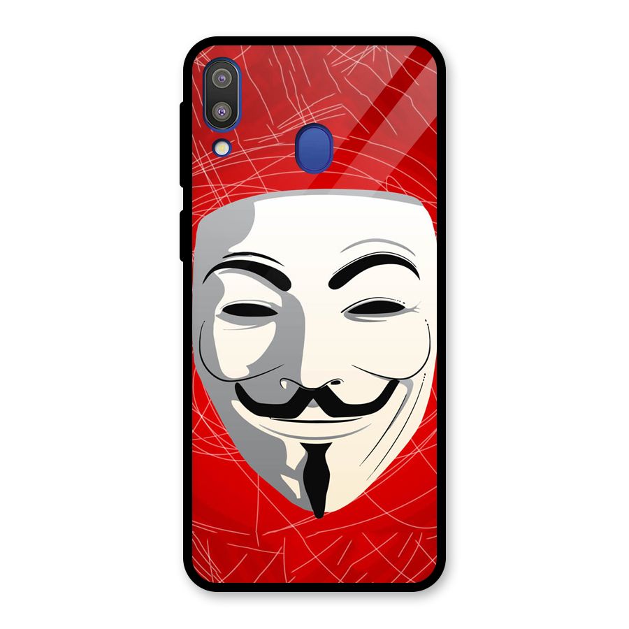 Anonymous Mask Abstract Glass Back Case for Galaxy M20