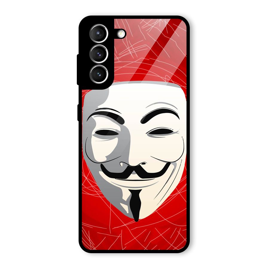 Anonymous Mask Abstract Glass Back Case for Galaxy S21 5G